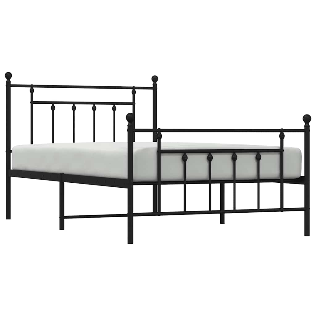 vidaXL Metalowa rama łóżka z wezgłowiem i zanóżkiem, czarna, 100x200cm