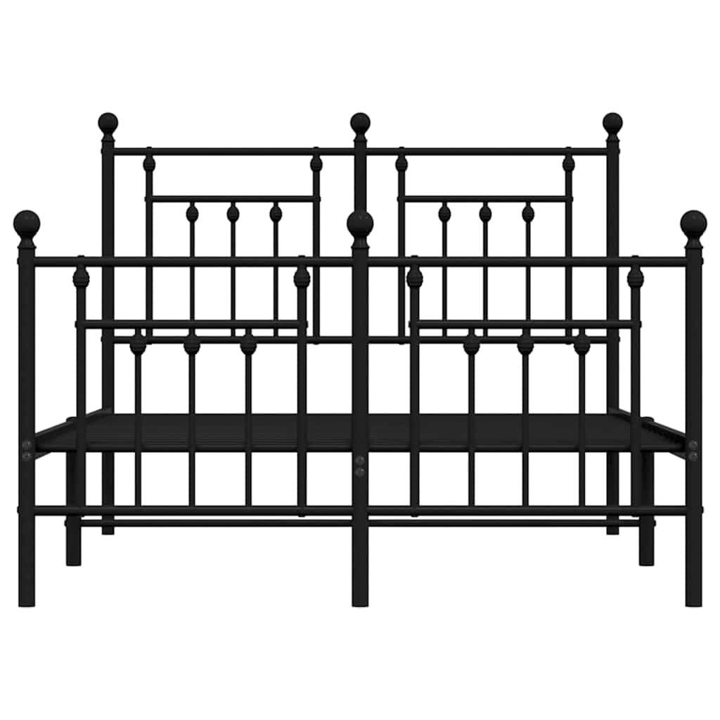 vidaXL Metalowa rama łóżka z wezgłowiem i zanóżkiem, czarna, 120x190cm