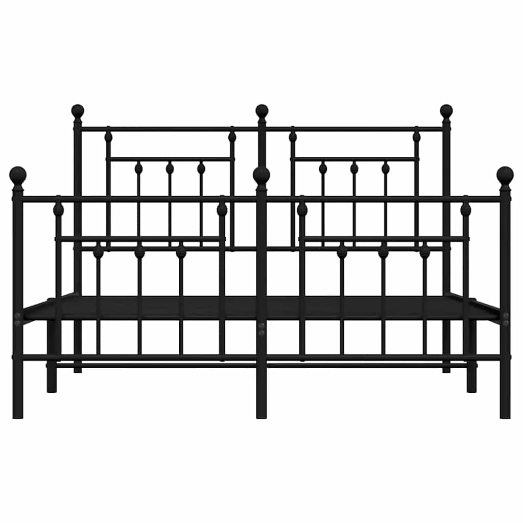vidaXL Metalowa rama łóżka z wezgłowiem i zanóżkiem, czarna, 140x190cm