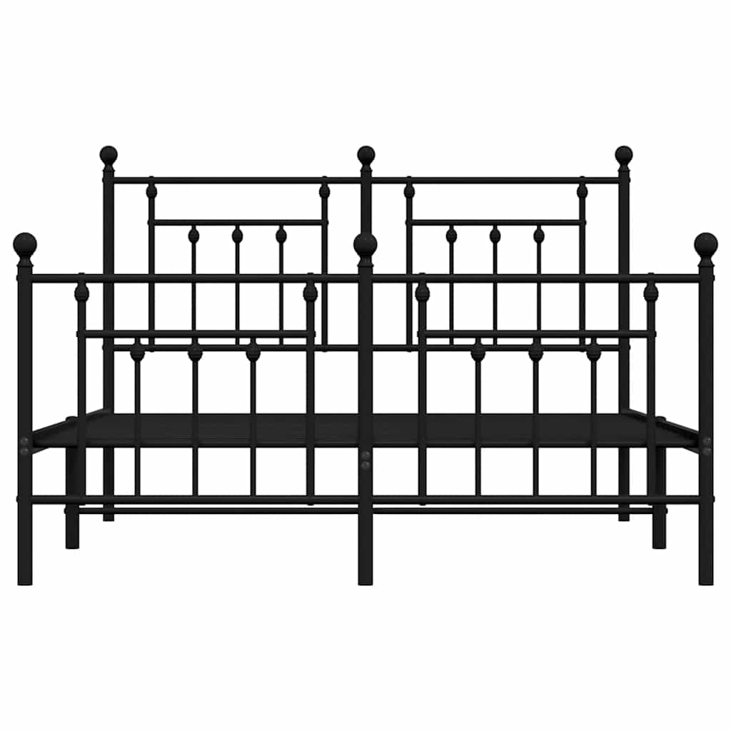 vidaXL Metalowa rama łóżka z wezgłowiem i zanóżkiem, czarna, 140x200cm