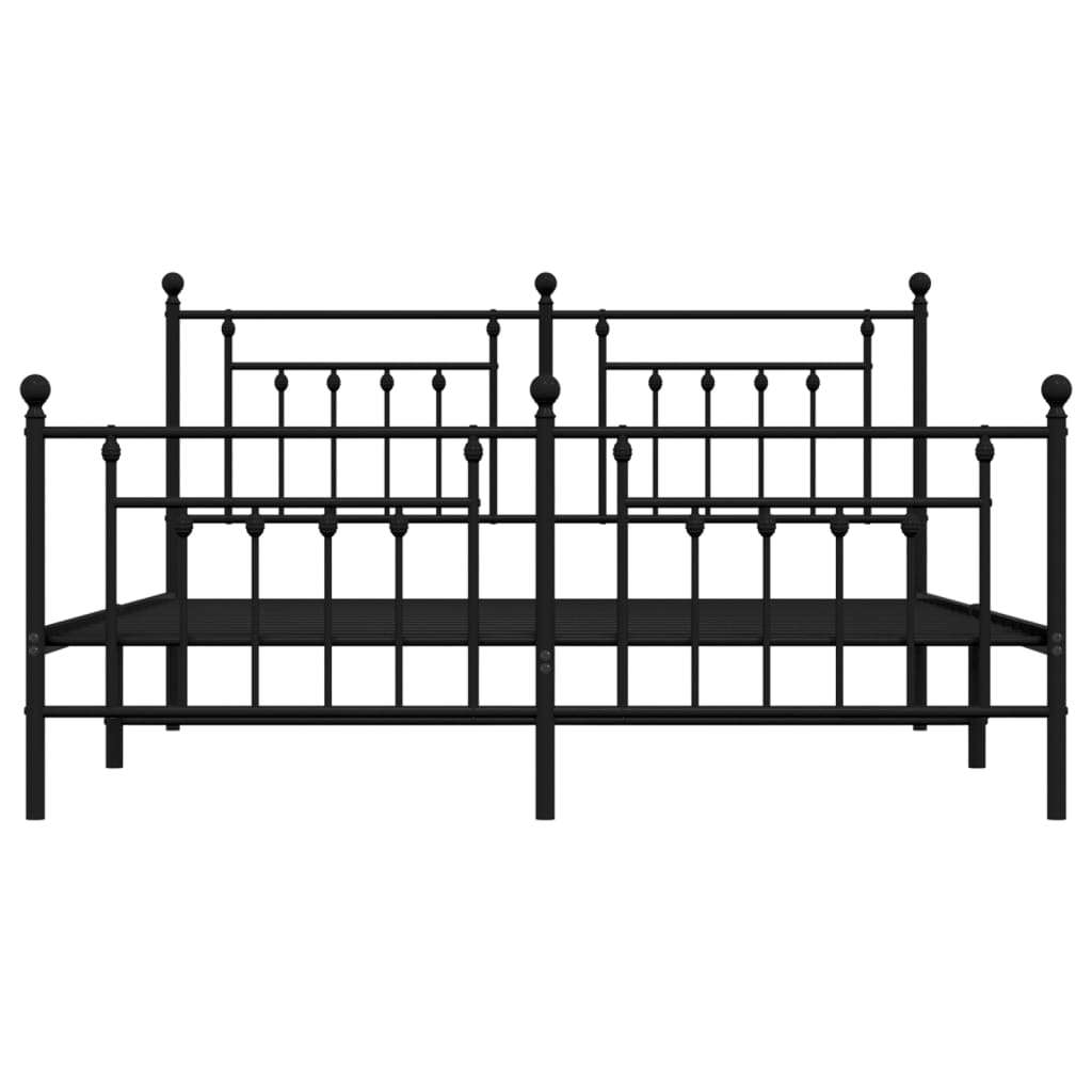 vidaXL Metalowe łóżko z zanóżkiem, bez materaca, czarne, 180x200 cm