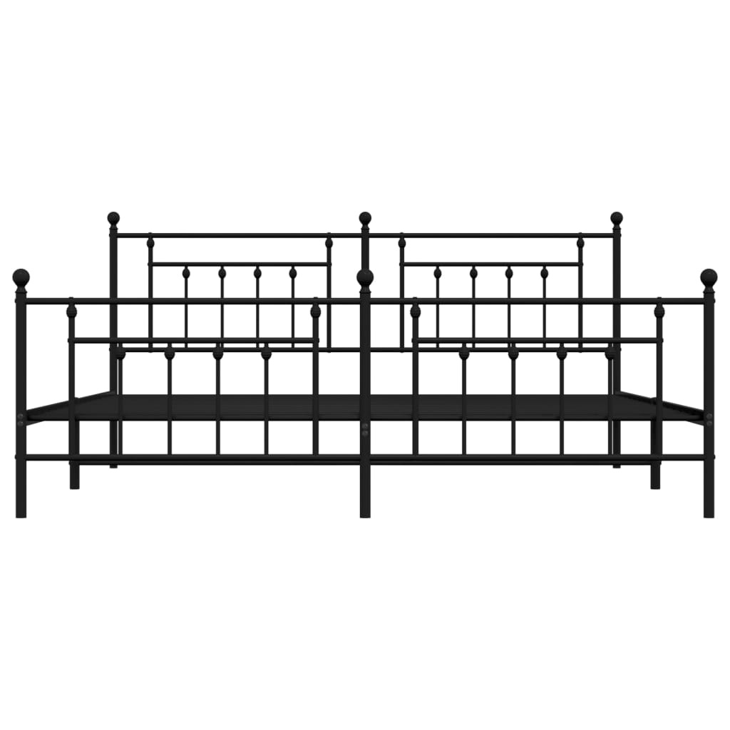 vidaXL Metalowa rama łóżka z wezgłowiem i zanóżkiem, czarna, 200x200cm