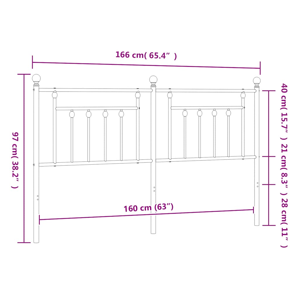 vidaXL Metalowe wymienne wezgłowie, czarne, 160 cm