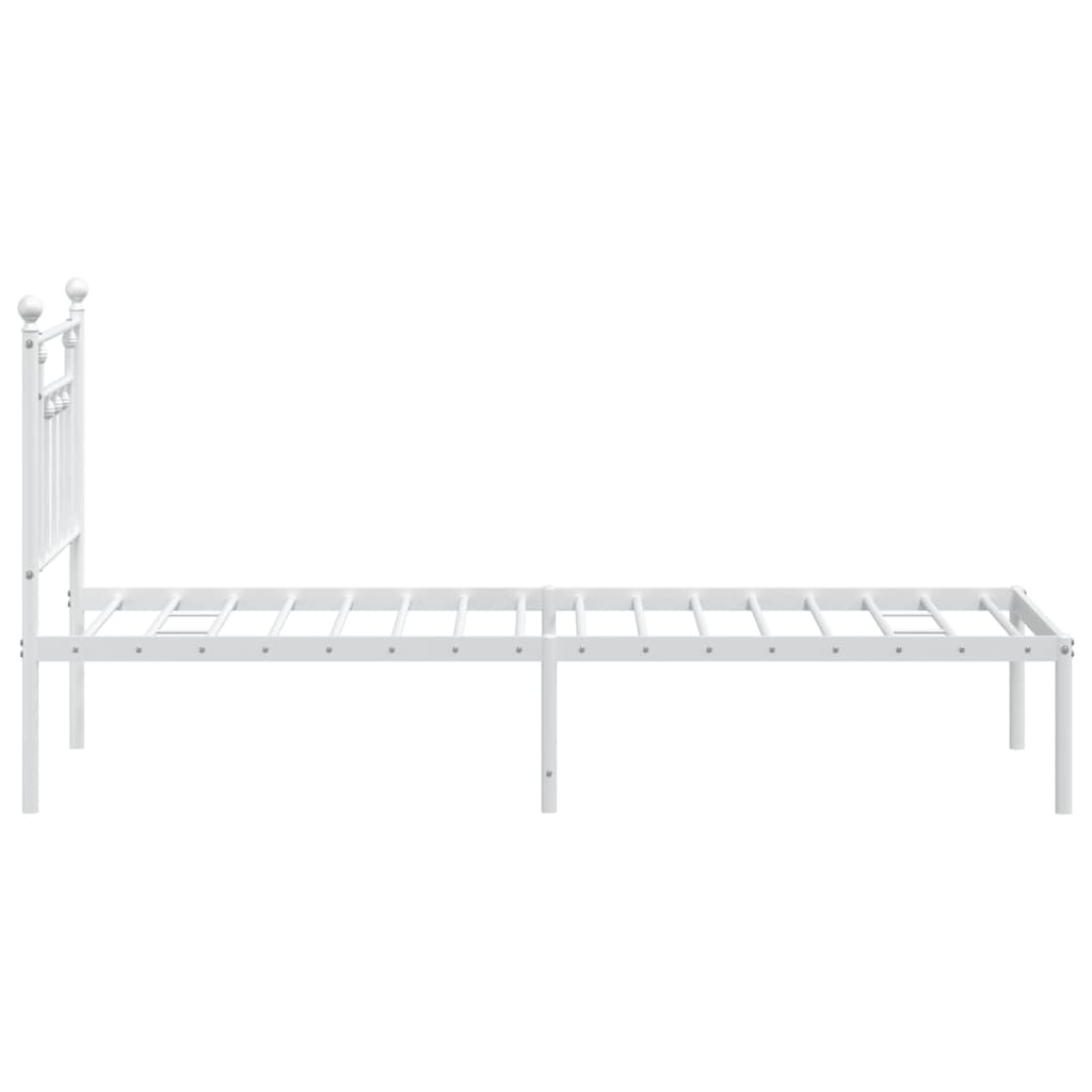 vidaXL Metalowe łóżko z wezgłowiem, bez materaca, białe, 75x190 cm