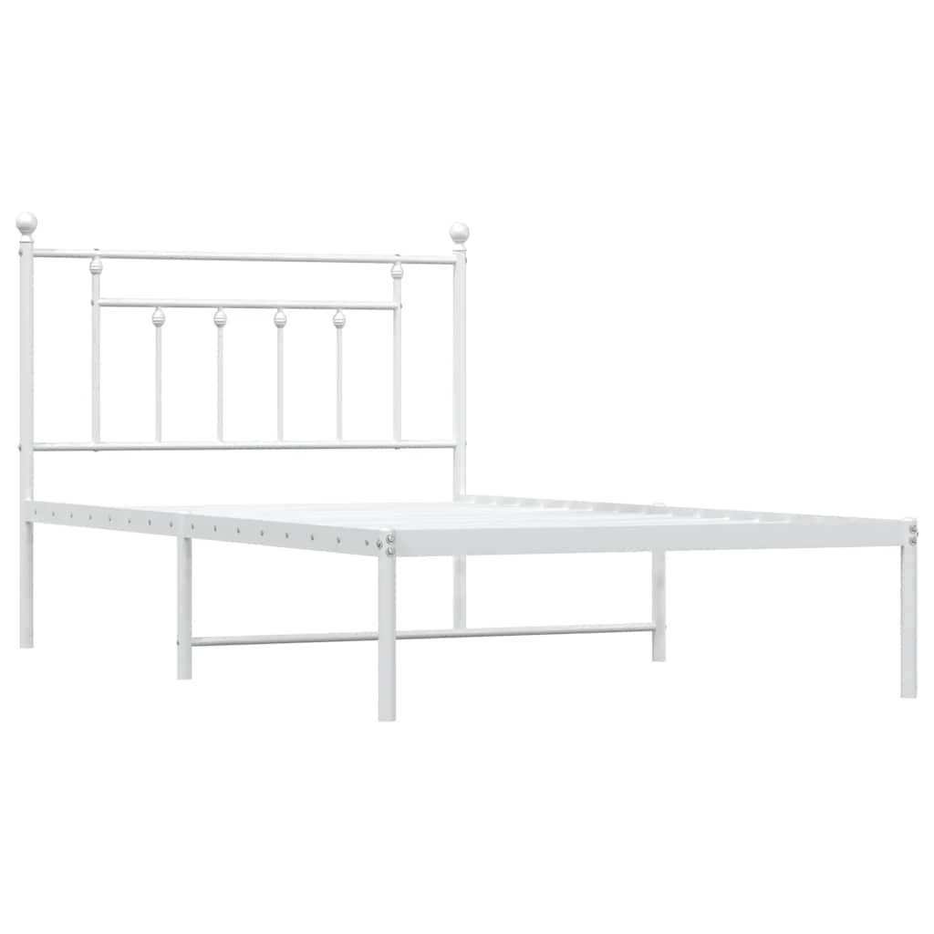 vidaXL Metalowa rama łóżka z wezgłowiem, biała, 100x200 cm