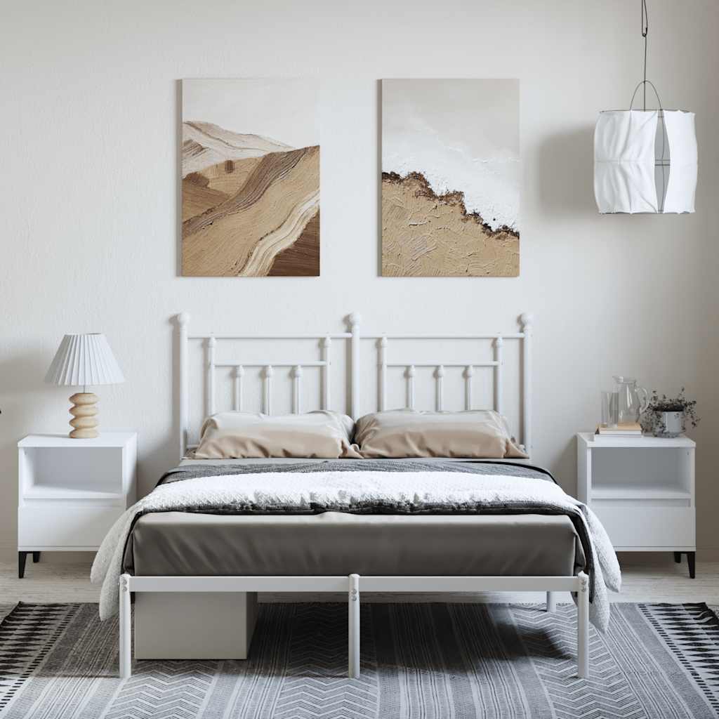 vidaXL Metalowa rama łóżka z wezgłowiem, biała, 150x200 cm