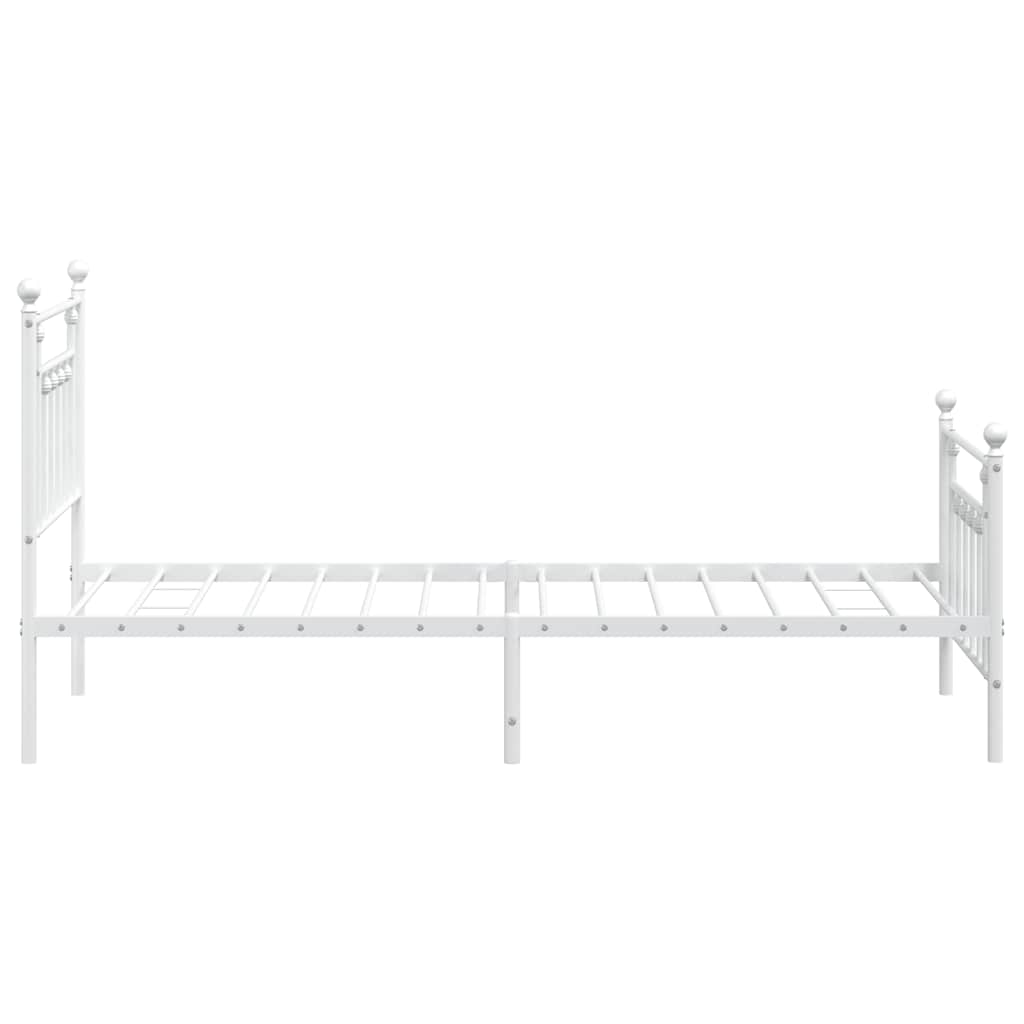 vidaXL Metalowa rama łóżka z wezgłowiem i zanóżkiem, biała, 90x190 cm