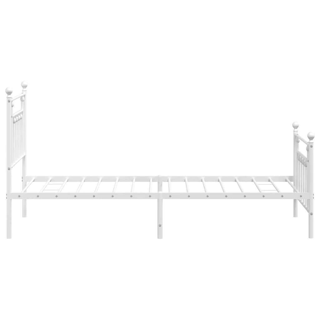 vidaXL Metalowa rama łóżka z wezgłowiem i zanóżkiem, biała, 90x200 cm