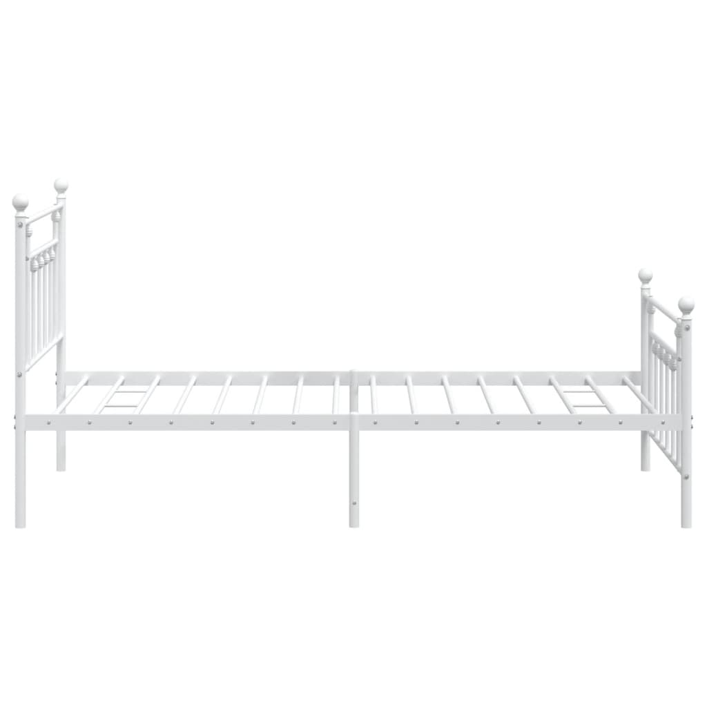vidaXL Metalowa rama łóżka z wezgłowiem i zanóżkiem, biała, 100x200 cm