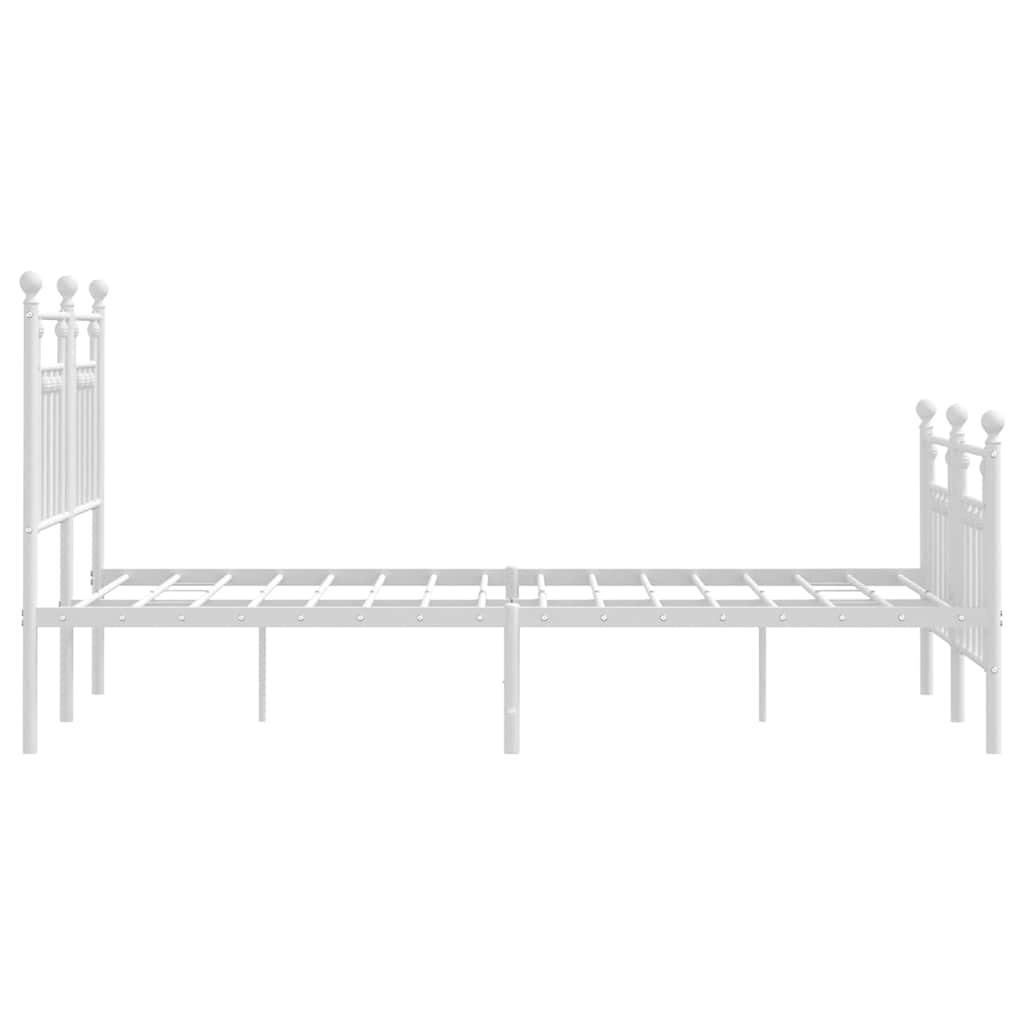 vidaXL Metalowa rama łóżka z wezgłowiem i zanóżkiem, biała, 135x190 cm