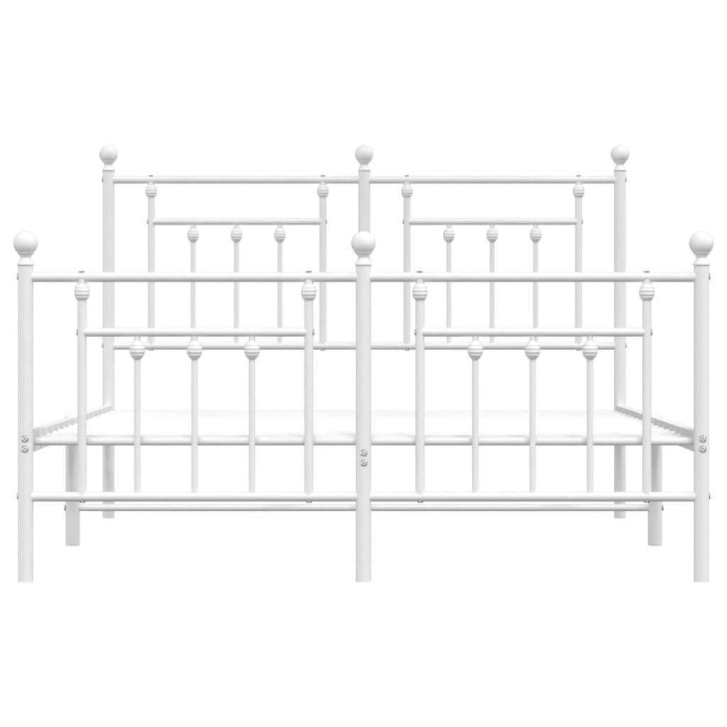 vidaXL Metalowa rama łóżka z wezgłowiem i zanóżkiem, biała, 140x190 cm
