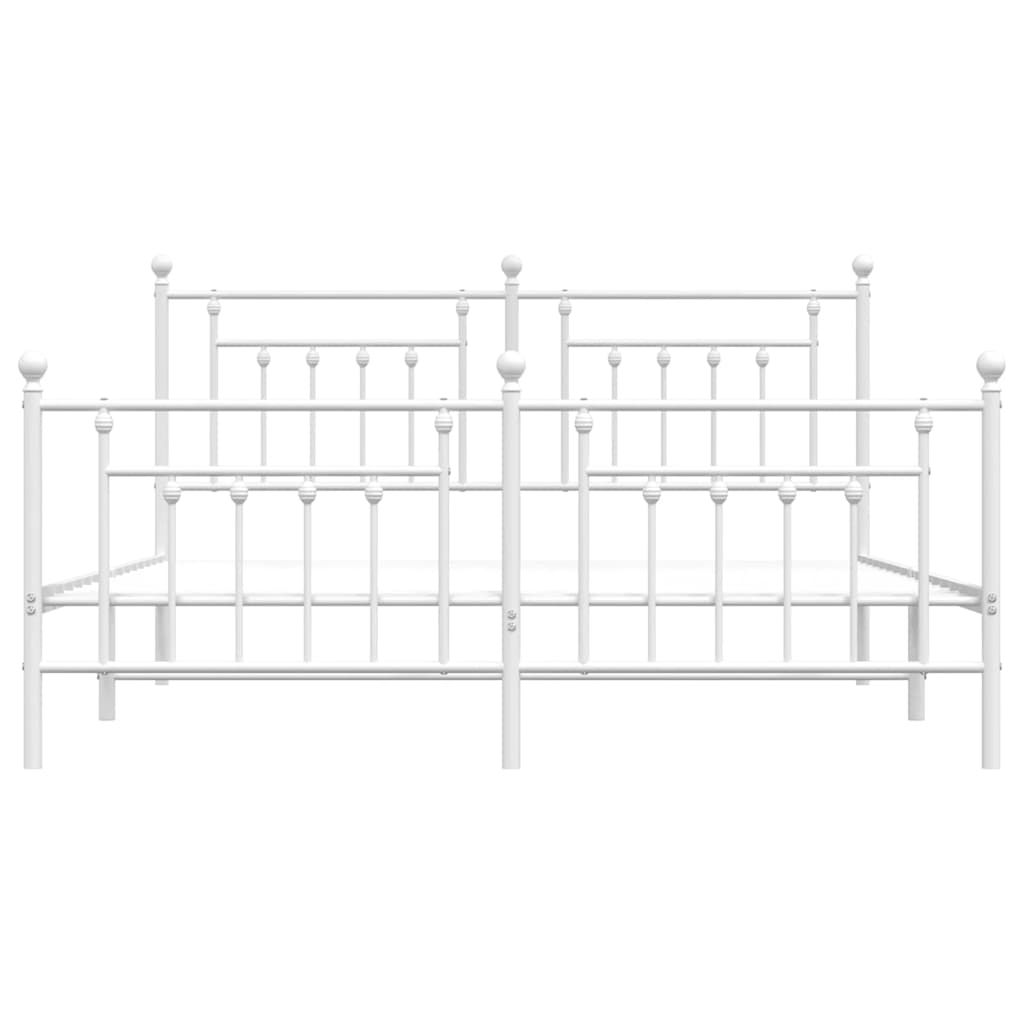 vidaXL Metalowa rama łóżka z wezgłowiem i zanóżkiem, biała, 183x213 cm