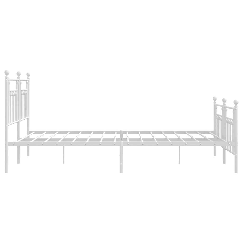 vidaXL Metalowa rama łóżka z wezgłowiem i zanóżkiem, biała, 183x213 cm