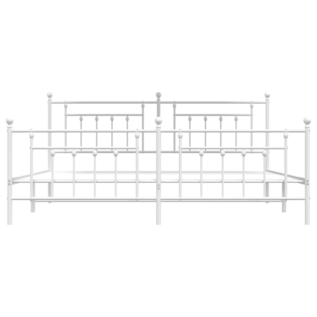 vidaXL Metalowa rama łóżka z wezgłowiem i zanóżkiem, biała, 200x200 cm
