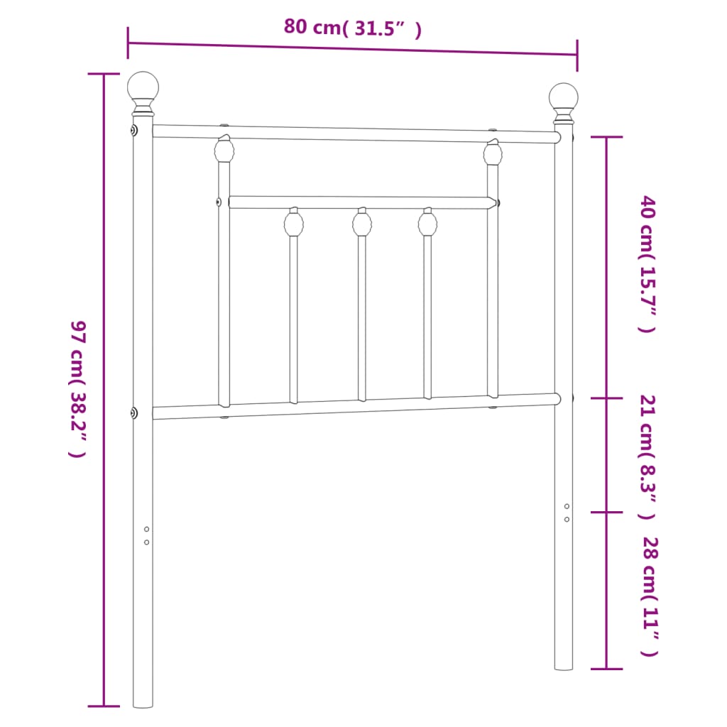 vidaXL Metalowe wymienne wezgłowie, białe, 75 cm