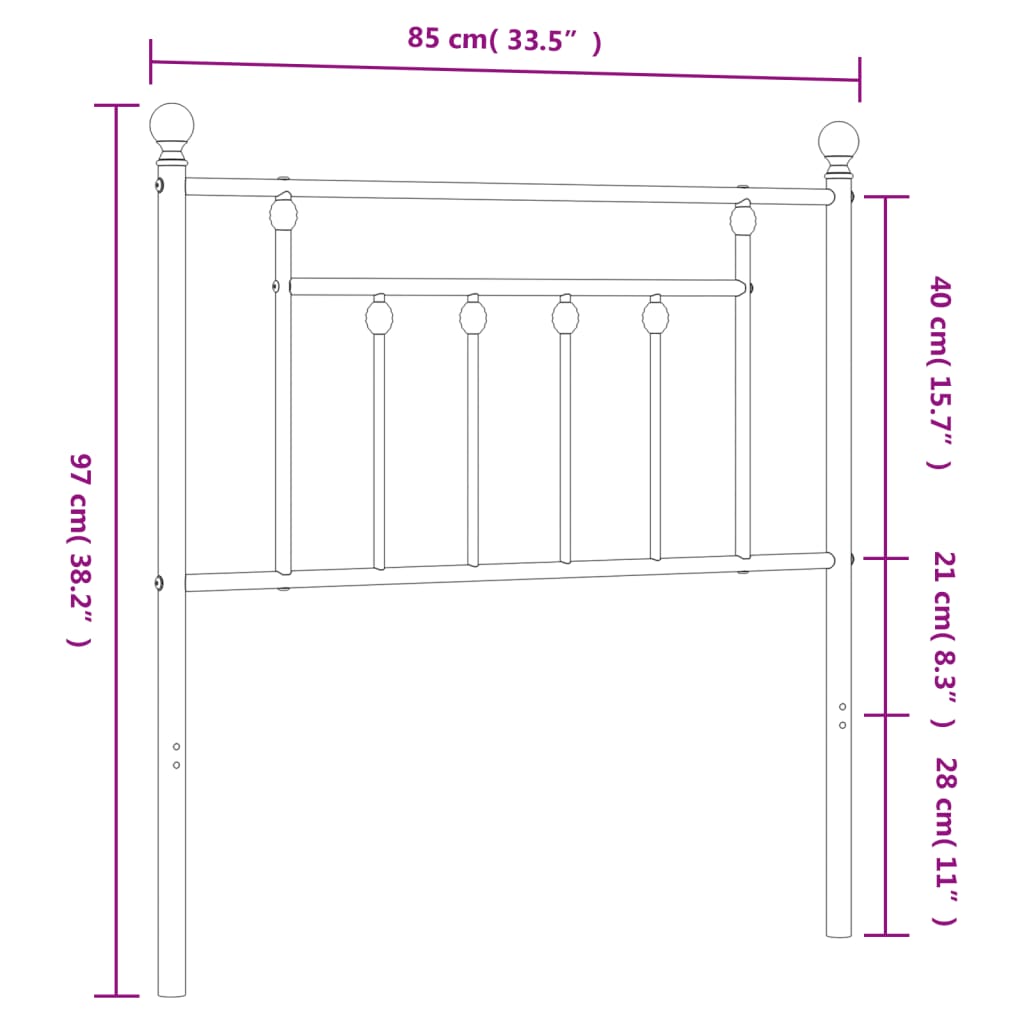 vidaXL Metalowe wymienne wezgłowie, białe, 80 cm
