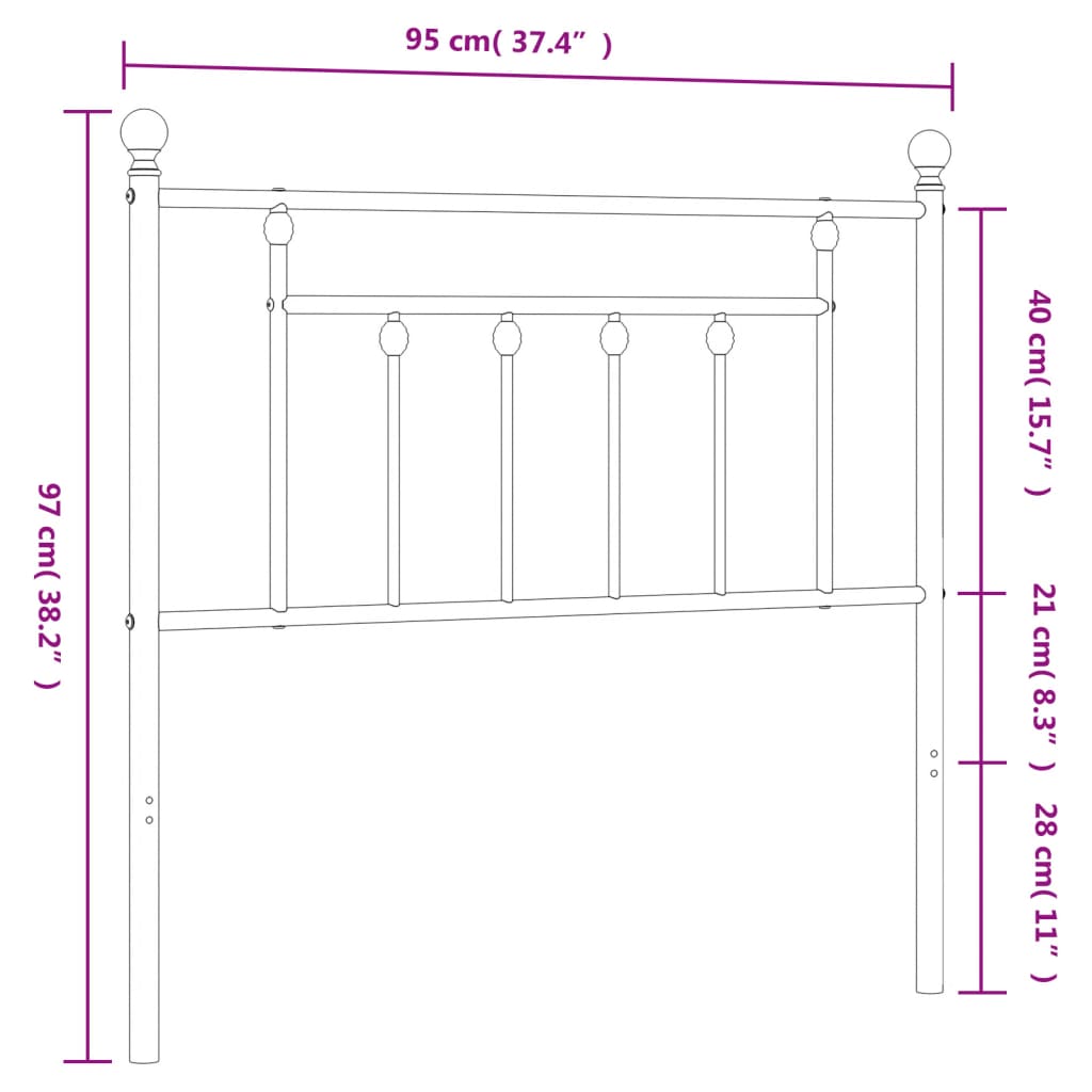 vidaXL Metalowe wymienne wezgłowie, białe, 90 cm