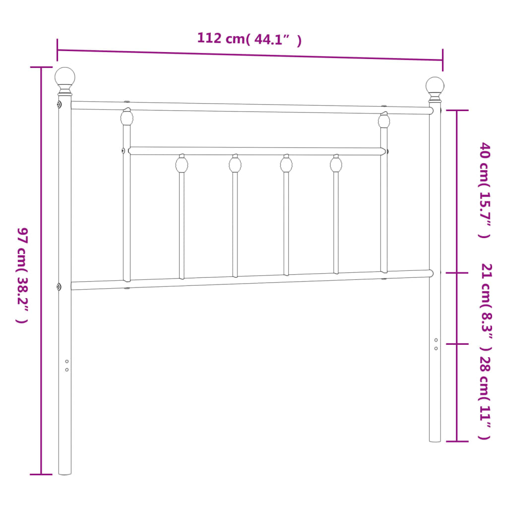 vidaXL Metalowe wymienne wezgłowie, białe, 107 cm