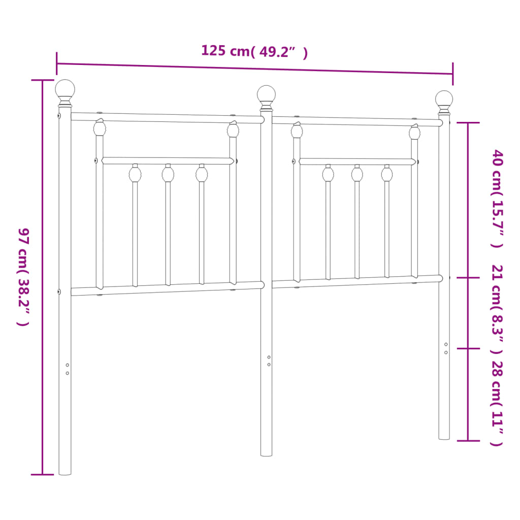 vidaXL Metalowe wymienne wezgłowie, białe, 120 cm