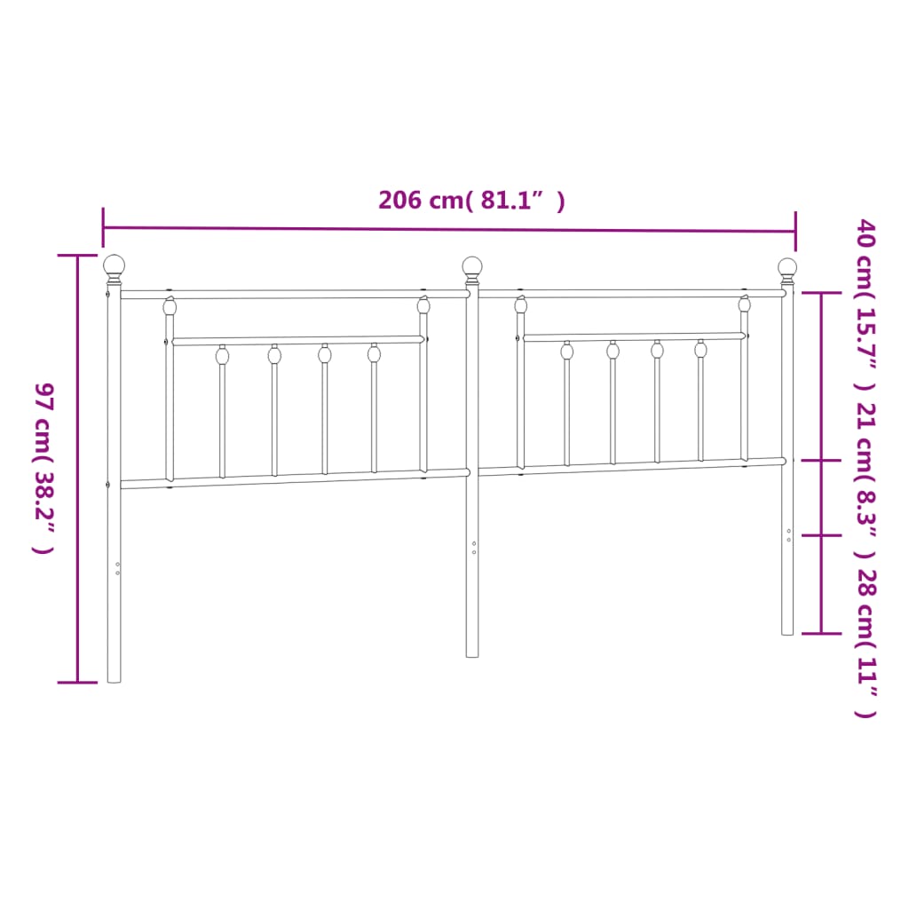 vidaXL Metalowe wymienne wezgłowie, białe, 200 cm