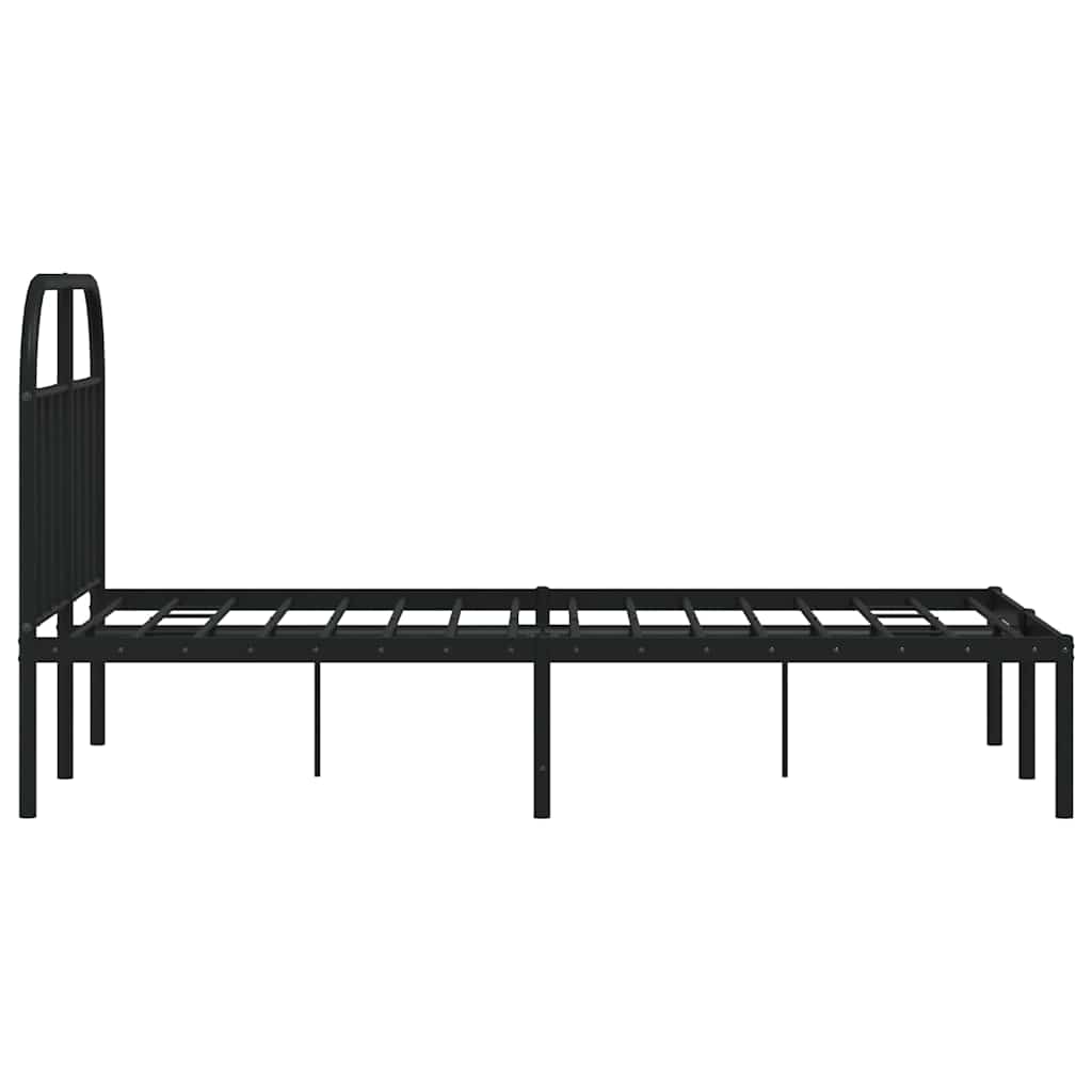 vidaXL Metalowa rama łóżka z wezgłowiem, czarna, 120x200 cm