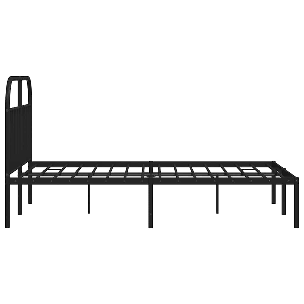 vidaXL Metalowa rama łóżka z wezgłowiem, czarna, 135x190 cm
