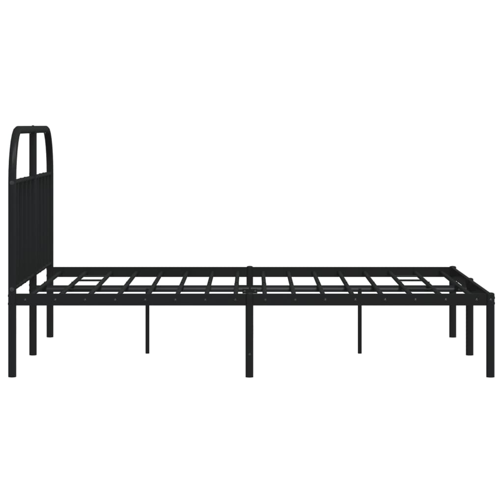 vidaXL Metalowa rama łóżka z wezgłowiem czarna, 140x200 cm