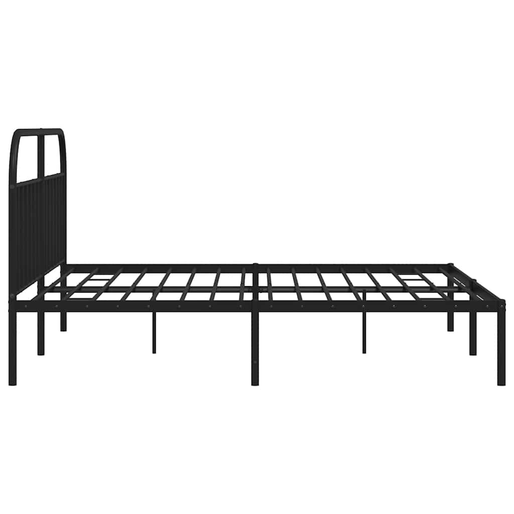 vidaXL Metalowa rama łóżka z wezgłowiem, czarna, 200x200 cm