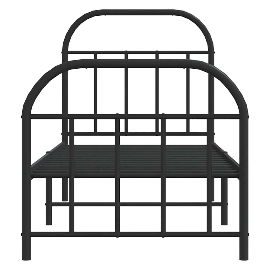 vidaXL Metalowa rama łóżka z wezgłowiem i zanóżkiem, czarna, 75x190 cm