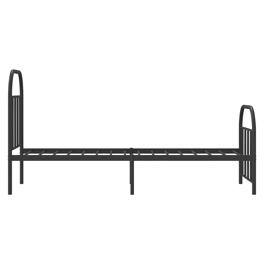 vidaXL Metalowa rama łóżka z wezgłowiem i zanóżkiem, czarna, 75x190 cm