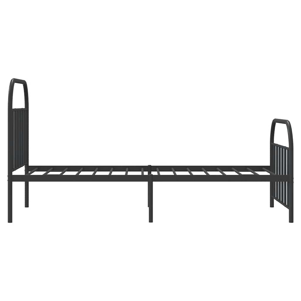 vidaXL Metalowa rama łóżka z wezgłowiem i zanóżkiem, czarna, 100x190cm