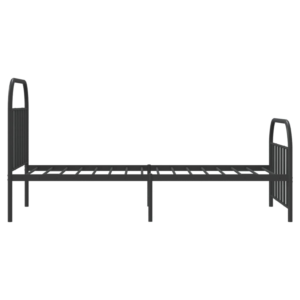 vidaXL Metalowa rama łóżka z wezgłowiem i zanóżkiem, czarna, 107x203cm