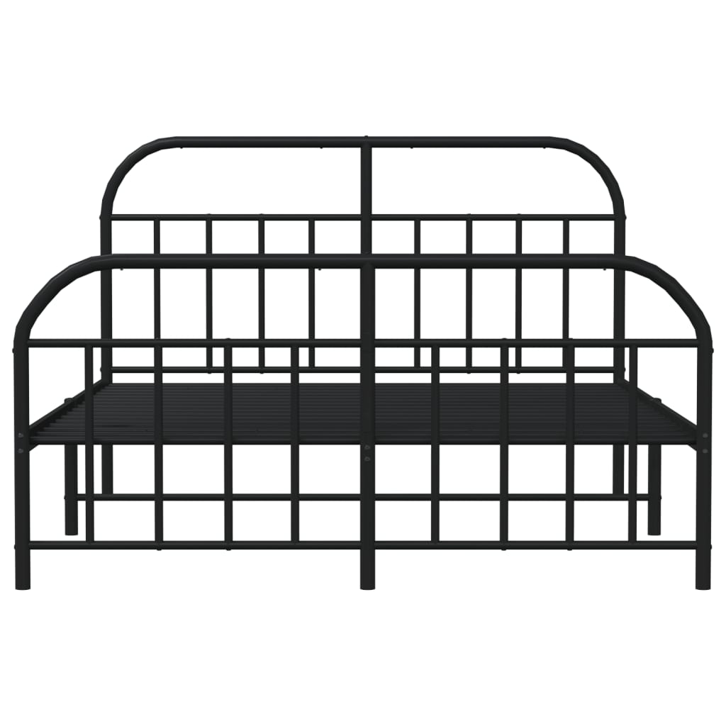 vidaXL Metalowa rama łóżka z wezgłowiem i zanóżkiem, czarna, 140x190cm