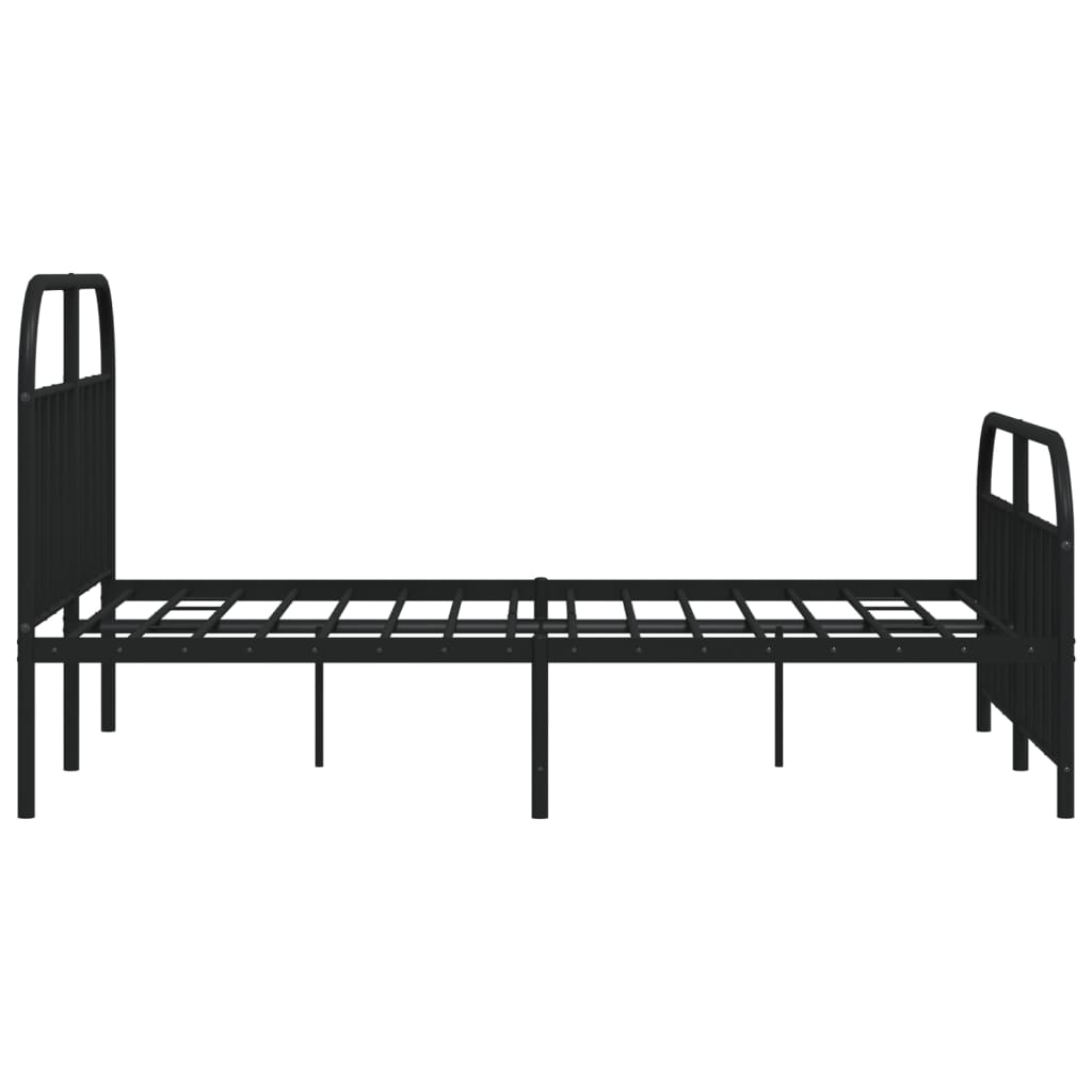 vidaXL Metalowa rama łóżka z wezgłowiem i zanóżkiem, czarna, 140x190cm