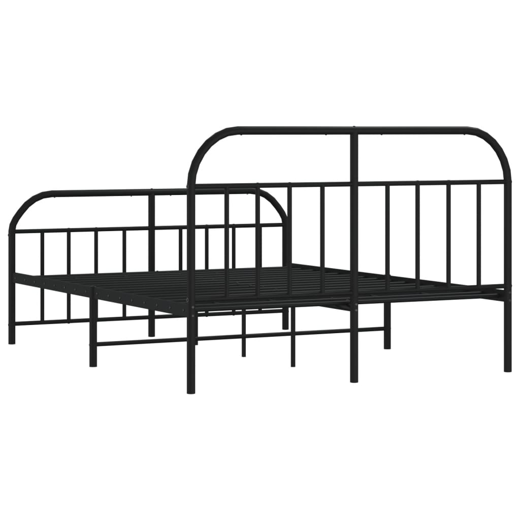 vidaXL Metalowa rama łóżka z wezgłowiem i zanóżkiem, czarna, 140x190cm