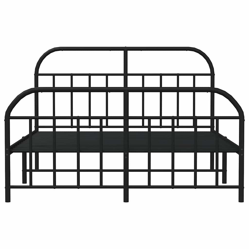 vidaXL Metalowa rama łóżka z wezgłowiem i zanóżkiem, czarna, 150x200cm