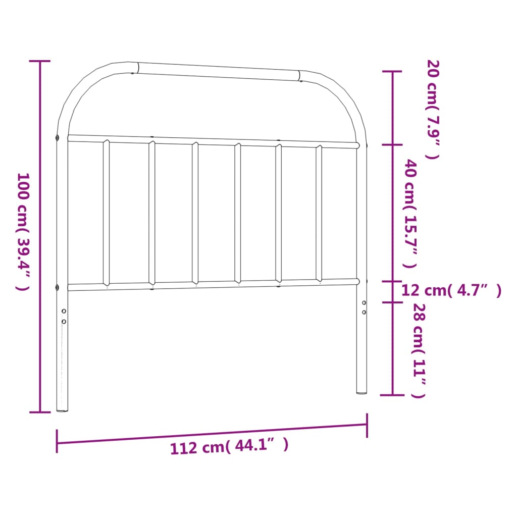 vidaXL Metalowe wymienne wezgłowie, czarne, 107 cm