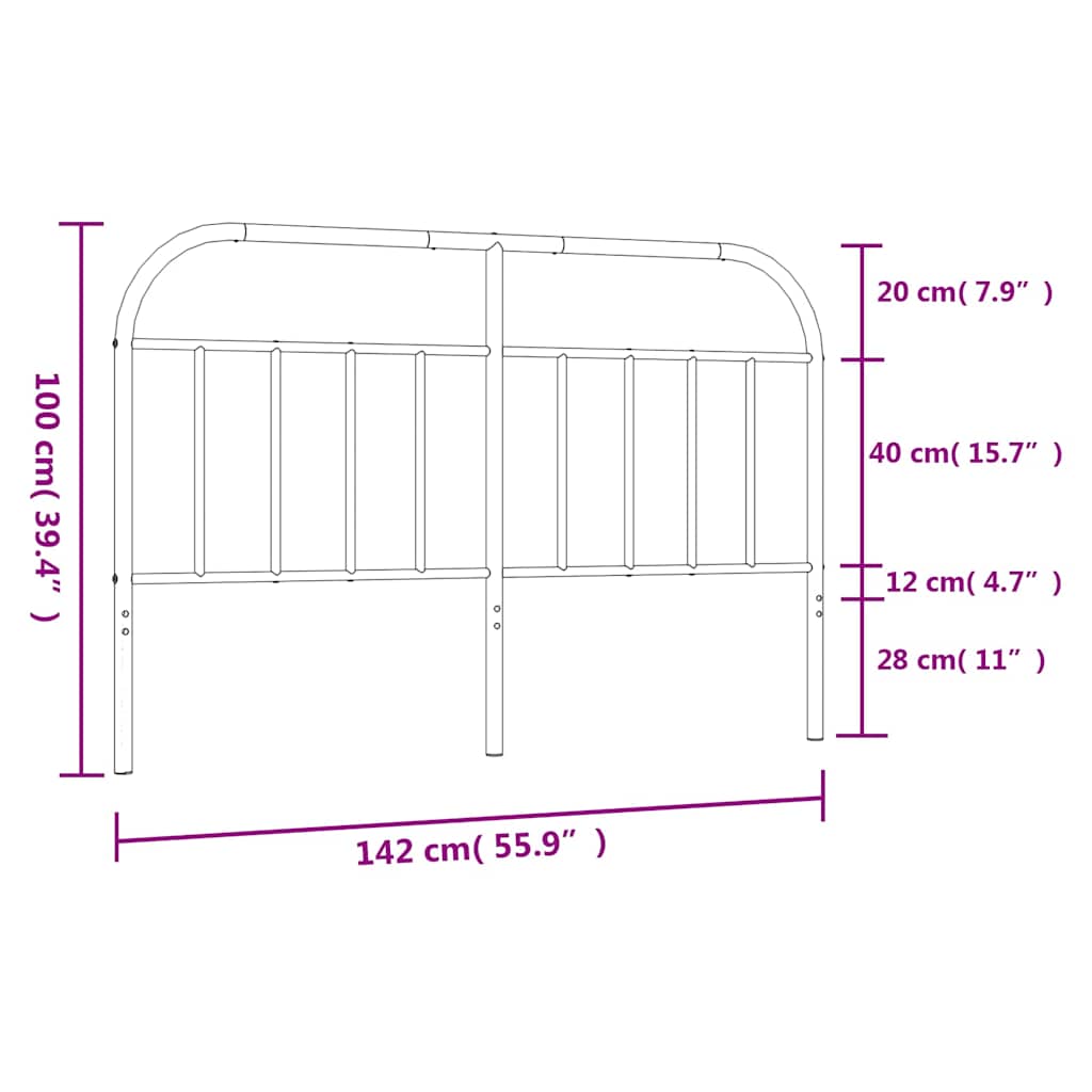 vidaXL Metalowe wymienne wezgłowie, czarne, 135 cm