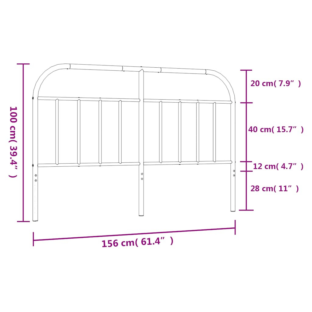 vidaXL Metalowe wymienne wezgłowie, czarne, 150 cm