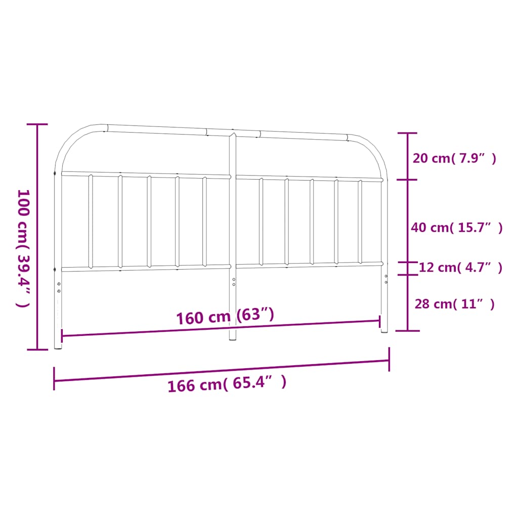 vidaXL Metalowe wymienne wezgłowie, czarne, 160 cm