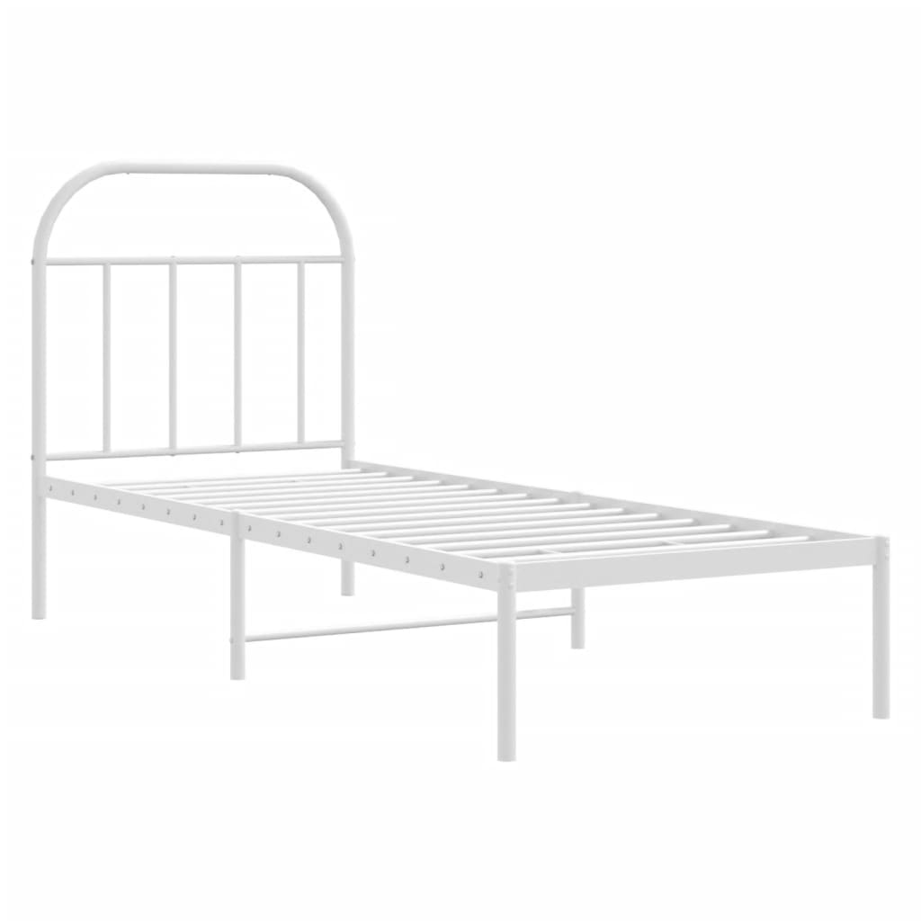 vidaXL Metalowe łóżko z wezgłowiem, bez materaca, białe, 75x190 cm