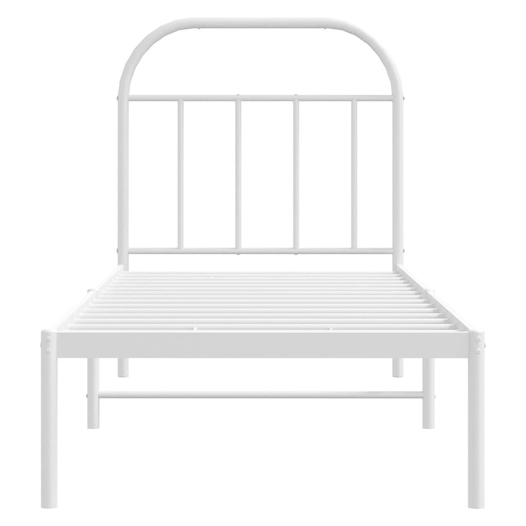 vidaXL Metalowe łóżko z wezgłowiem, bez materaca, białe, 75x190 cm