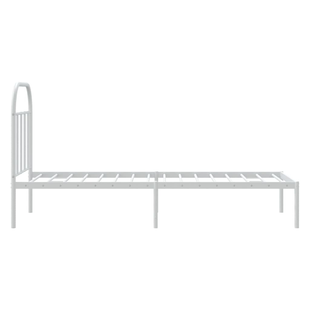 vidaXL Metalowe łóżko z wezgłowiem, bez materaca, białe, 75x190 cm