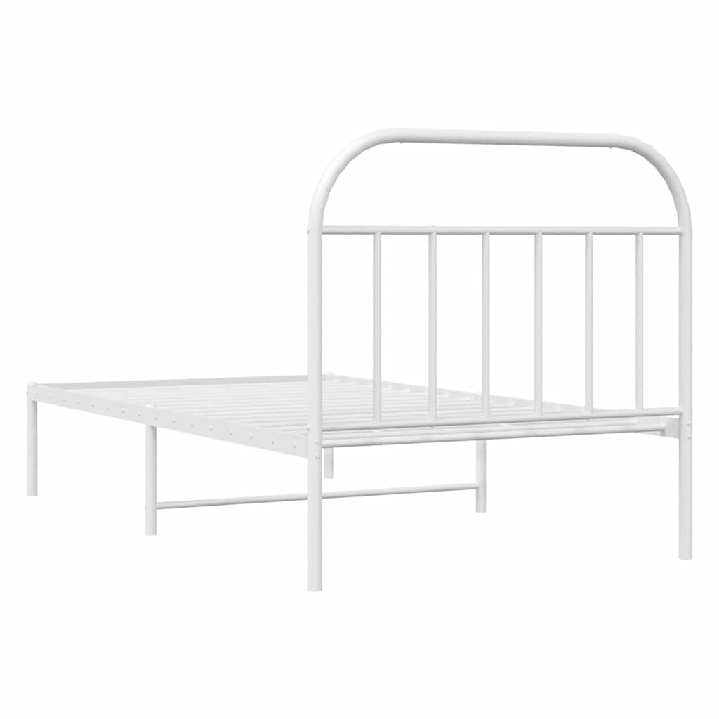 vidaXL Metalowa rama łóżka z wezgłowiem, biała, 100x200 cm