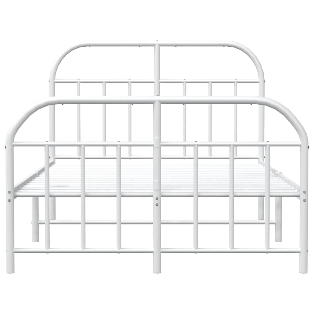 vidaXL Metalowa rama łóżka z wezgłowiem i zanóżkiem, biała, 120x190 cm