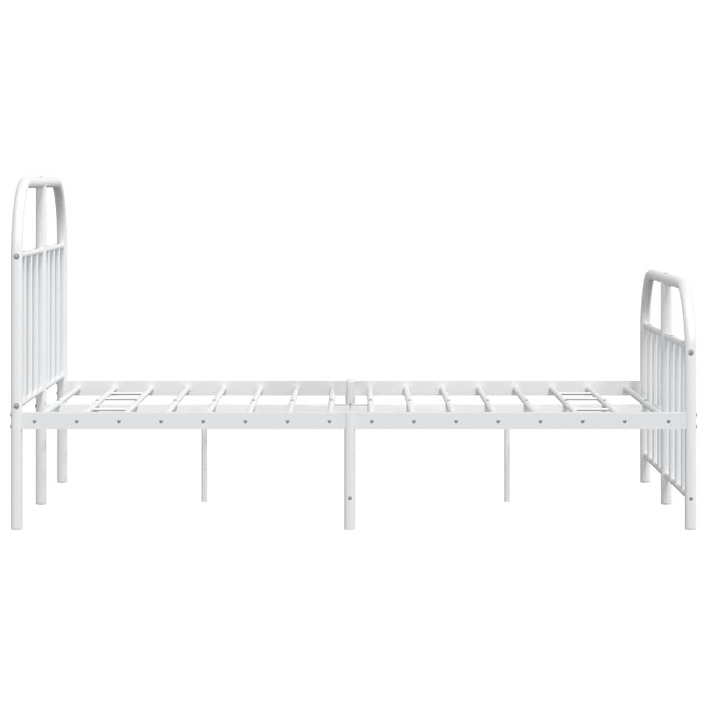 vidaXL Metalowa rama łóżka z wezgłowiem i zanóżkiem, biała, 120x190 cm