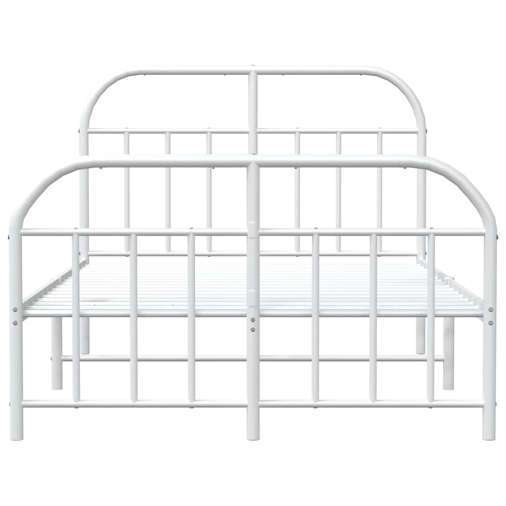 vidaXL Metalowa rama łóżka z wezgłowiem i zanóżkiem, biała, 120x200 cm