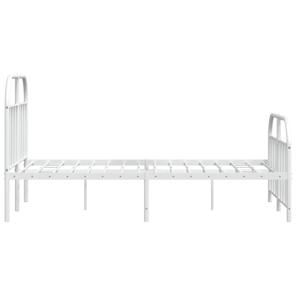 vidaXL Metalowa rama łóżka z wezgłowiem i zanóżkiem, biała, 120x200 cm