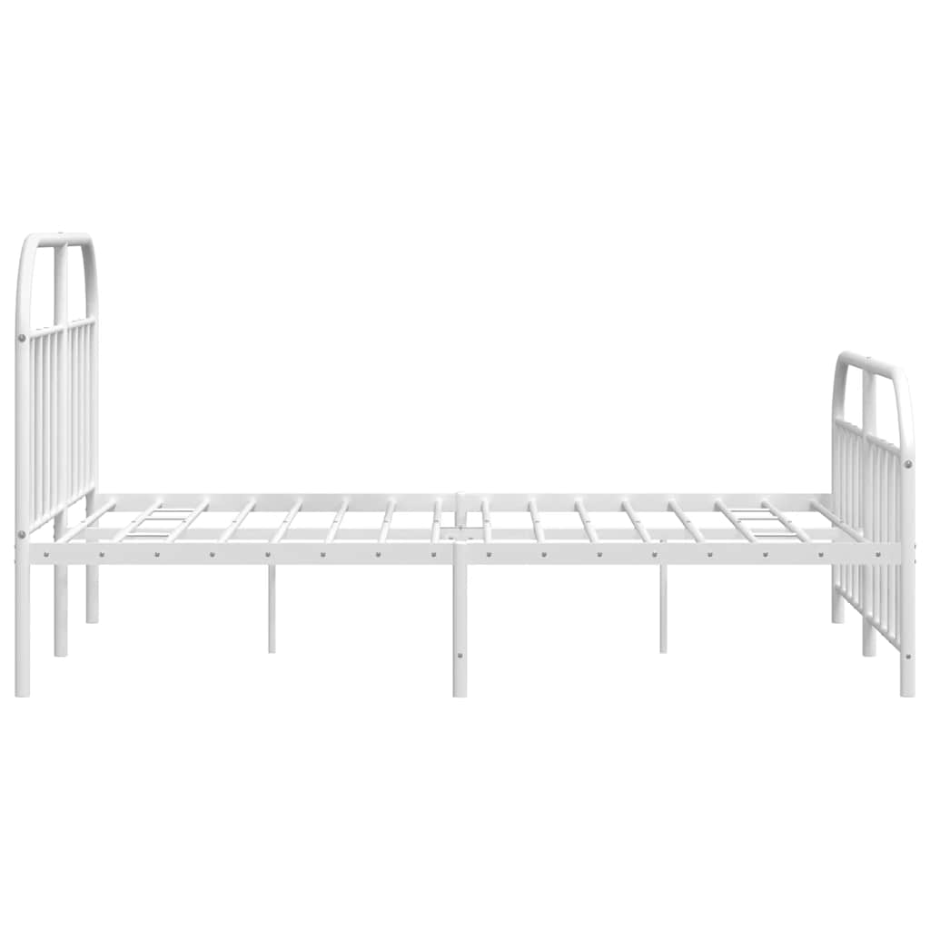 vidaXL Metalowa rama łóżka z wezgłowiem i zanóżkiem, biała, 135x190 cm