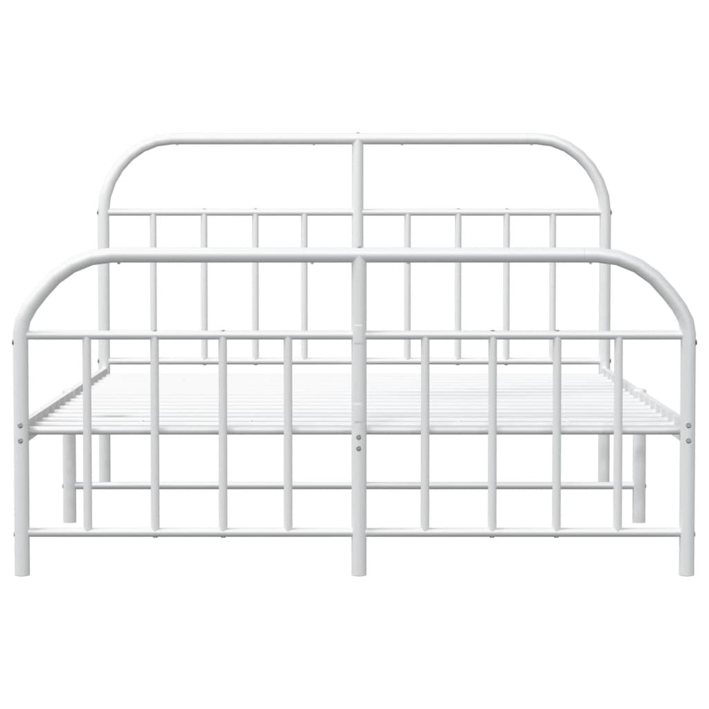 vidaXL Metalowa rama łóżka z wezgłowiem i zanóżkiem, biała, 140x200 cm